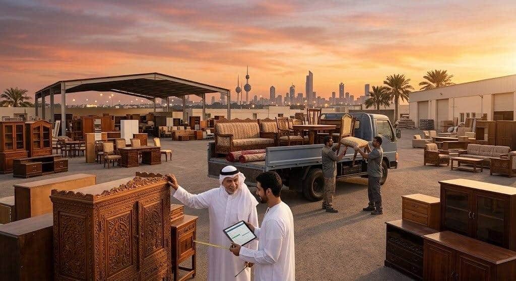 فريق عمل متخصص يقوم بمعاينة وتقييم وشراء الأثاث المستعمل بحالة جيدة ضمن خدمات شراء اثاث مستعمل القيروان لضمان تقديم أفضل الأسعار للعملاء.