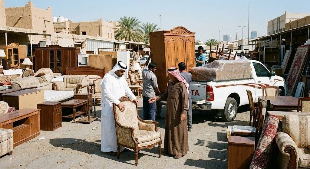 مجموعة من قطع الأثاث المستعمل بحالة جيدة ومجهزة للتقييم والبيع ضمن خدمات شراء الأثاث المستعمل في منطقة كيفان بالكويت لتوفير تجربة مريحة ومجزية.
